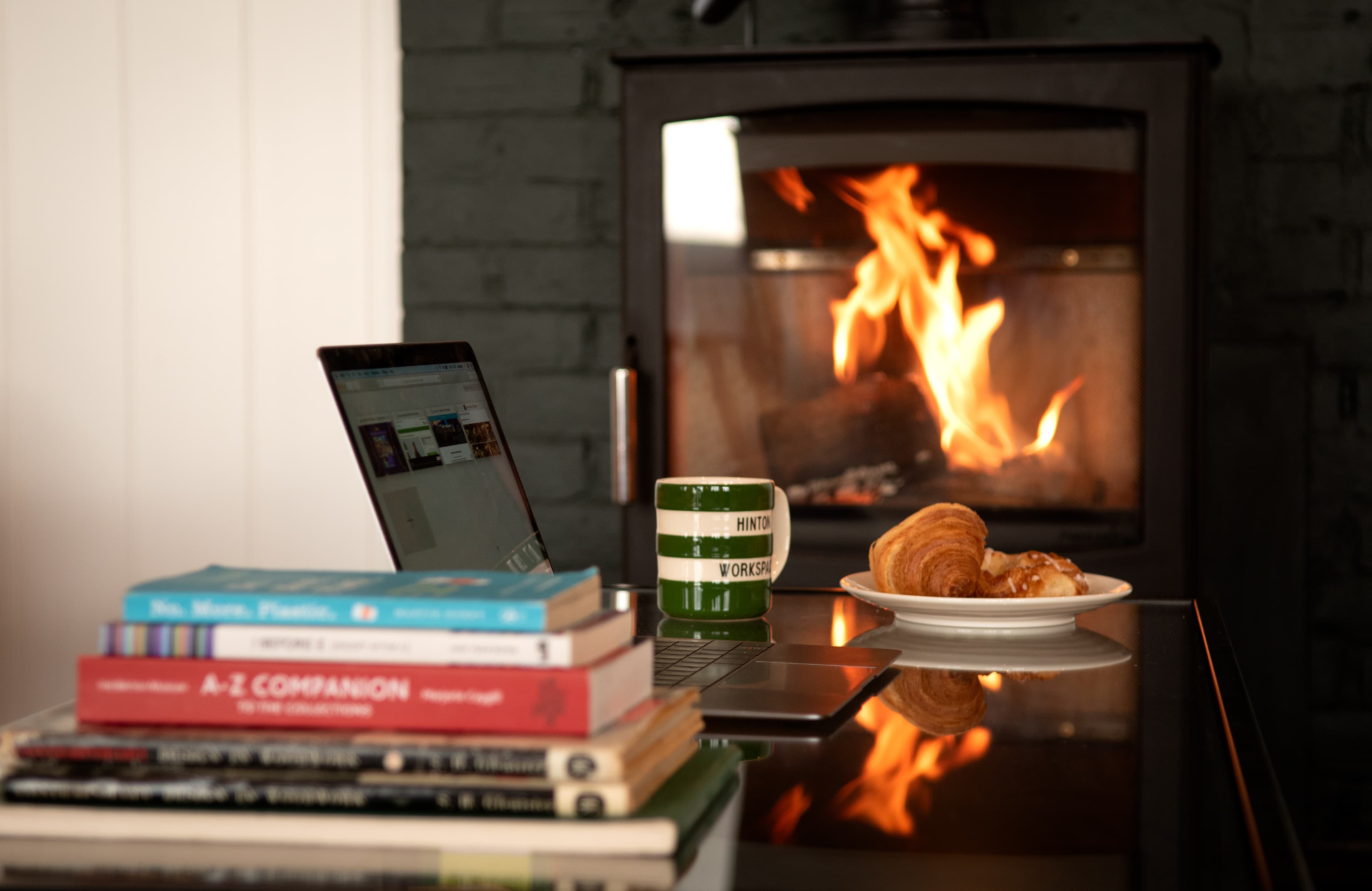 Coworking by the fireplace